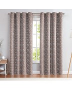 Taupe Plaid Clover Print Blackout Insulation Curtains